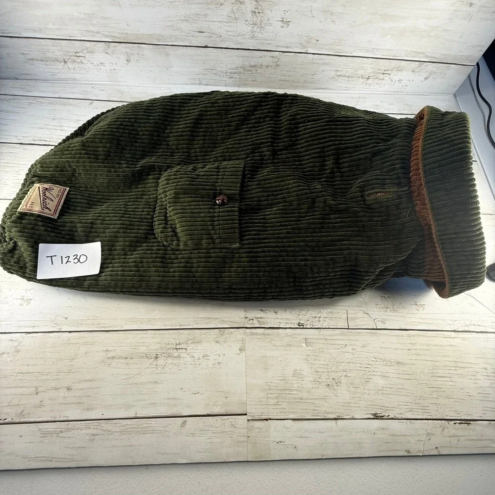 Woolrich‎ Pet Hunter Green Corduroy Dog Coat Jacket Quilted Lining Size Large